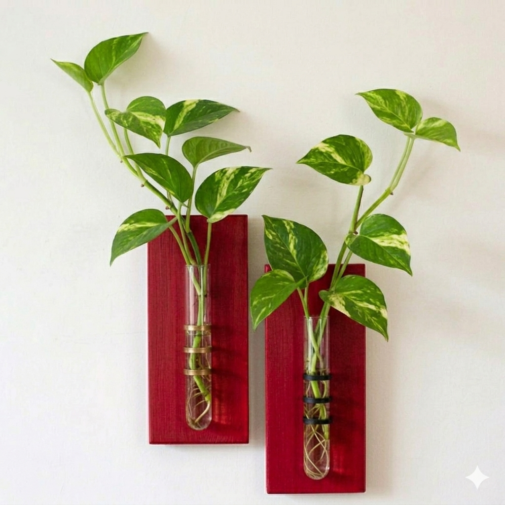 Premium Red PVC Wall-Mounted Test Tube Vase – Minimalist Home Decor & Plant Propagation Stand 